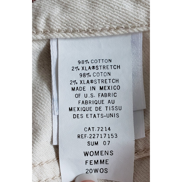 VTG Eddie Bauer Jeans Womens 20 Beige Relaxed Wedgie Mom Capri Western USA 34x26 - Picture 3 of 7